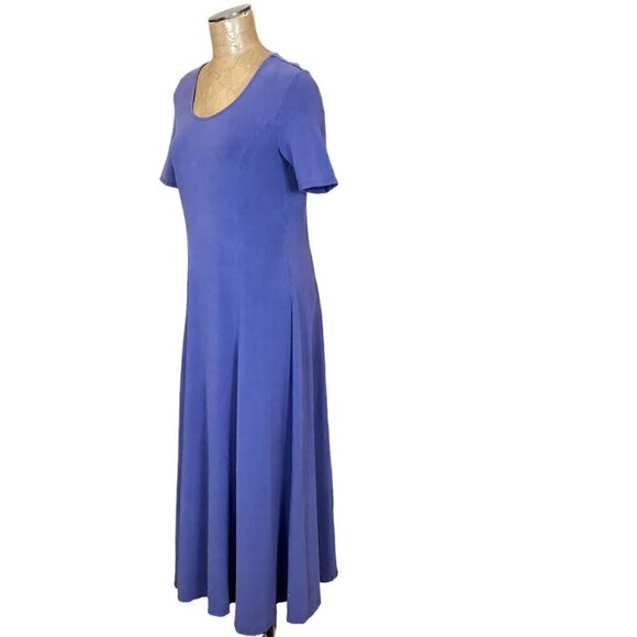 Chadwicks of Boston Midi Dress Short Sleeve Swing Skirt Cotton Sz M Blue 275B - Picture 4 of 7
